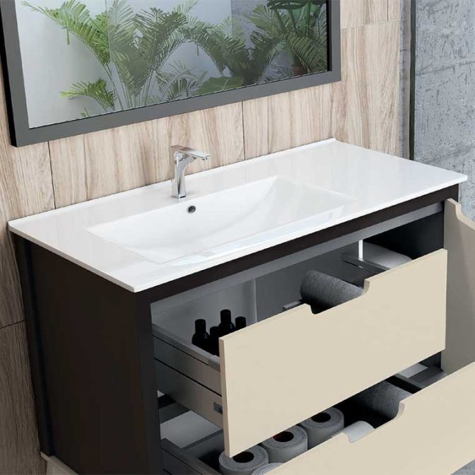 Encimera Lavabo Cerámico Balsa 1 Seno Desplazado 100 cm