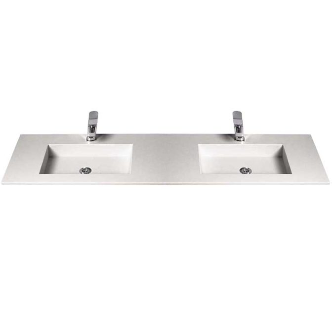 Encimera de baño con Lavabo Integrado Compac Blanco 2 Senos