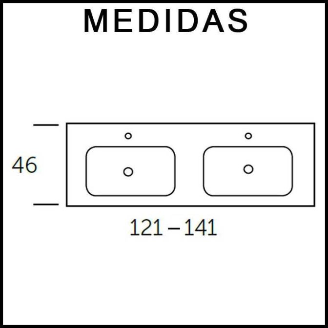 Medidas Encimera Lavabo Cerámico Lina 2 Senos