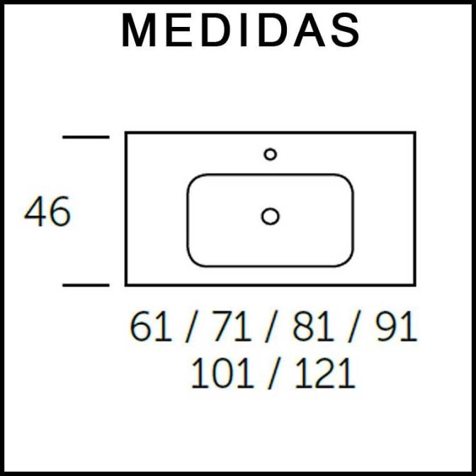 Medidas Encimera Lavabo Cerámico Lina 1 Seno Centrado