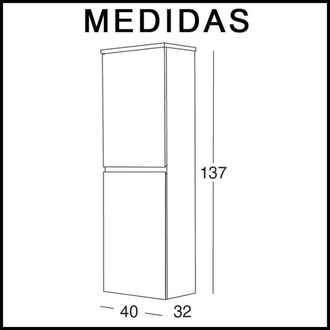 Medidas Mueble Auxiliar Baño Columna Suspendida Iris.