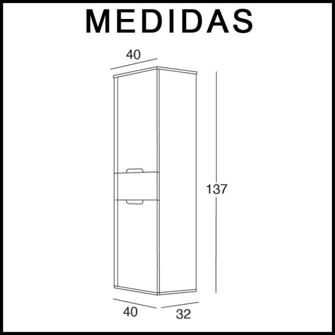 Medidas Mueble Auxiliar Baño Columna Suspendida Tamara.