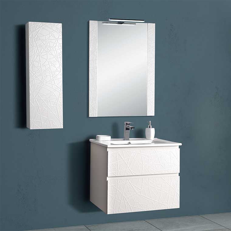 Juego de baño pequeño: mueble de colgar, lavabo, espejo, 40 cm