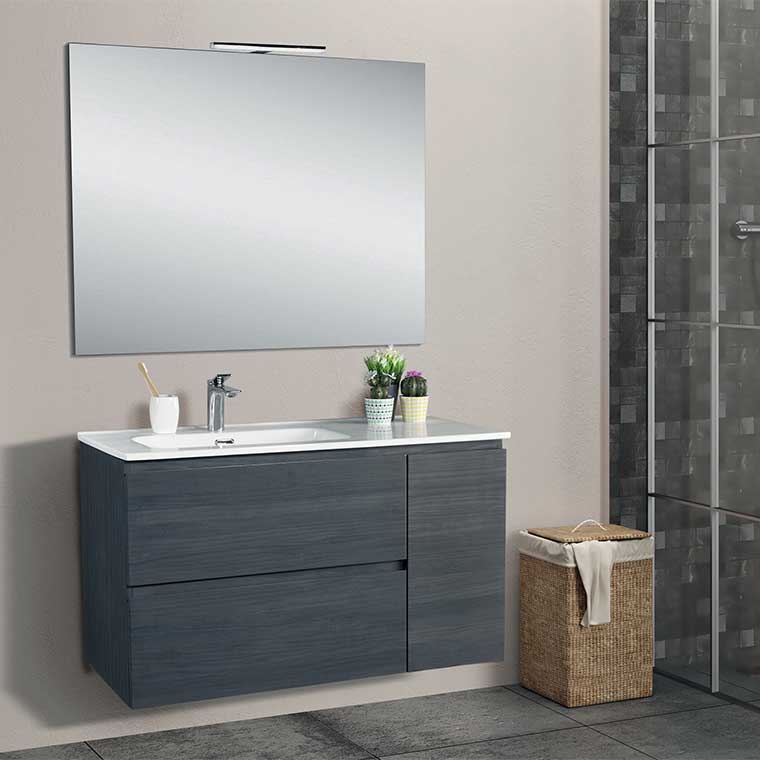 ▷ Mueble de Baño Iris 80 cm. 1 cajón y faldón con lavabo sobreencimera, Mudeba