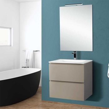 ▷ Mueble de Baño Iris 80 cm. 1 cajón y faldón con lavabo sobreencimera, Mudeba