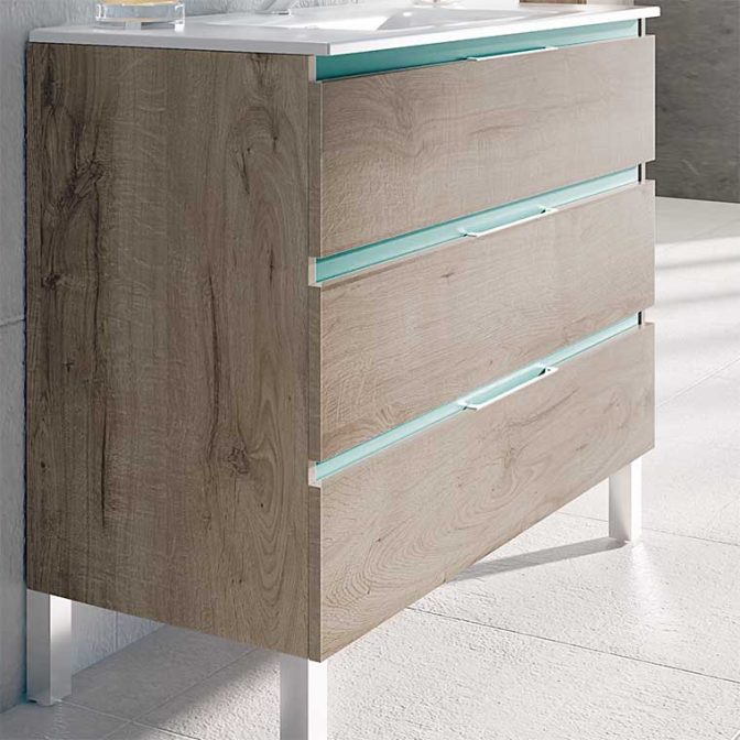 Detalle Mueble de Baño 100 cm. Modular a suelo Aqua Combinación 19-07