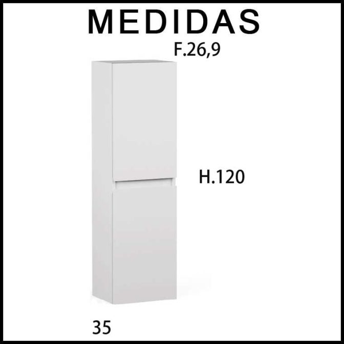 Medidas Mueble Auxiliar Baño Suspendido Aqua 2 Puertas