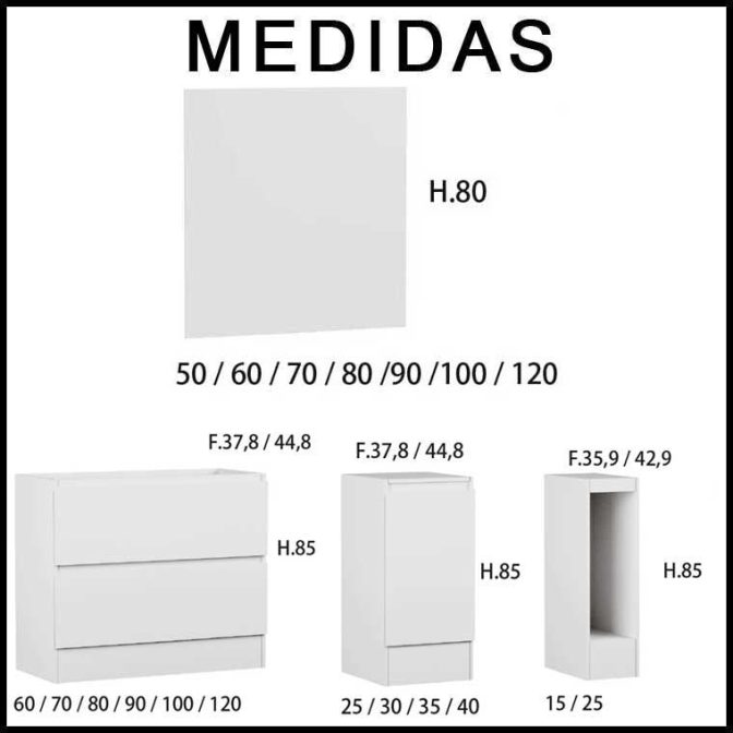 Medidas Mueble de Baño Modular de 100 cm. a suelo Aqua Combinación 19-14