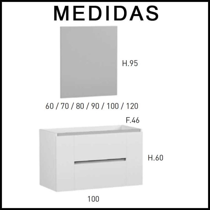 Medidas Muebles de Baño Kloe 2 Cajones 2 Puertas