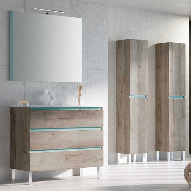 Mueble de Baño 100 cm. Modular a suelo Aqua Combinación 19-07