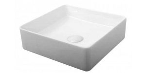 Lavabo Cerámico Sobre Encimera SQUARE 36.5×36.5×13 cm. Blanco Brillo