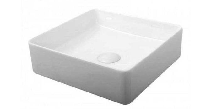 Lavabo Cerámico Sobre Encimera SQUARE 36.5x36.5x13 cm. Blanco Brillo