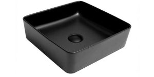 Lavabo Cerámico Sobre Encimera SQUARE 36.5×36.5×13 cm. Negro Mate