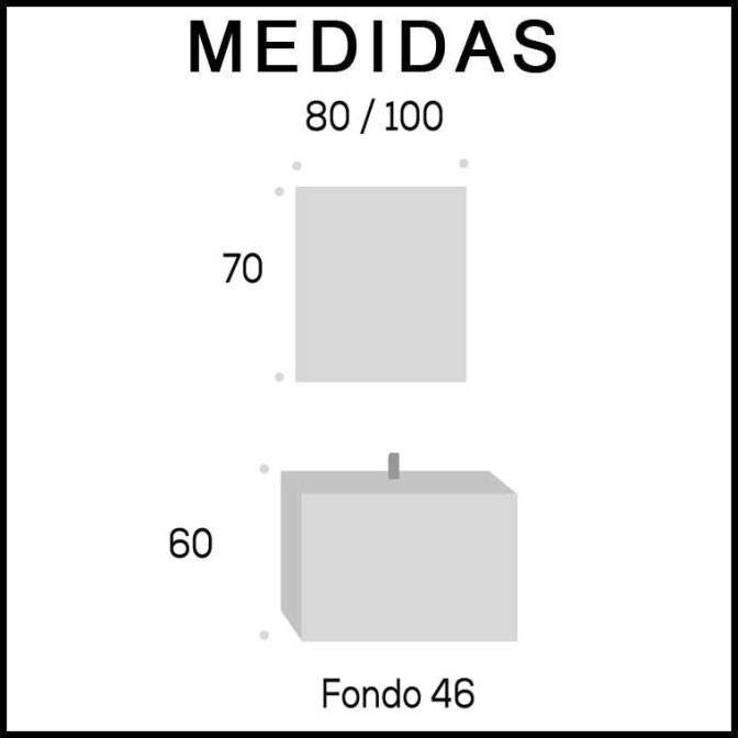 Medidas Muebles de Baño Kloe 2 Cajones 1 Puerta Entrega Inmediata