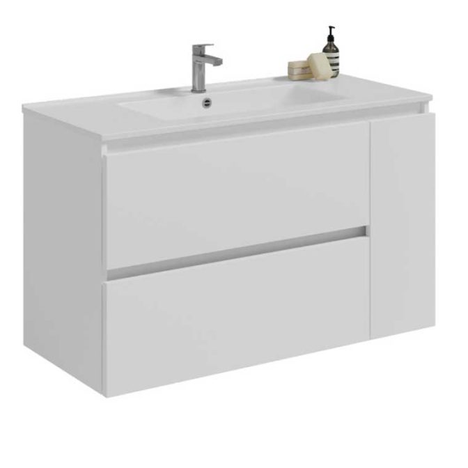 Mueble Bajo de Baño Kloe 2 Cajones, 1 Puerta Blanco Mate