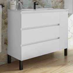 Mueble Bajo de Baño Kloe 3 Cajones, 1 Puerta Blanco Mate