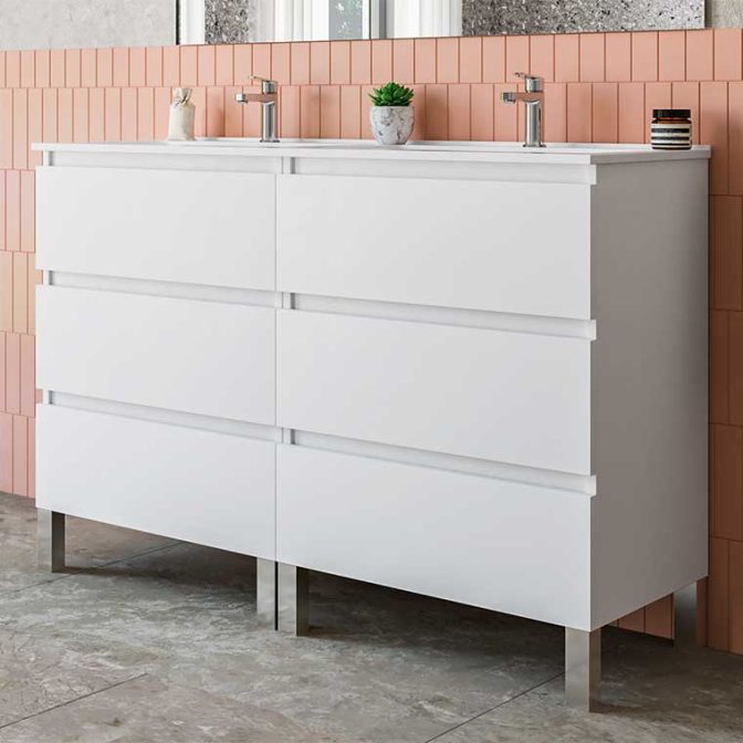 Mueble Bajo de Baño Kloe 6 Cajones Blanco Mate