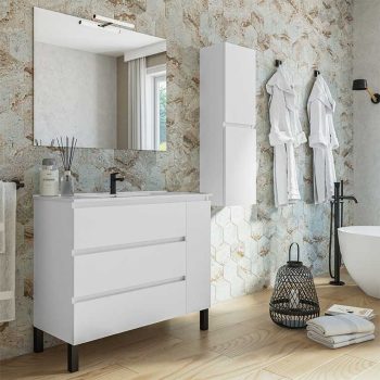 Mueble de baño de suelo de 80 cm con 3 cajones lavabo integrado color  griggio Modelo Granada