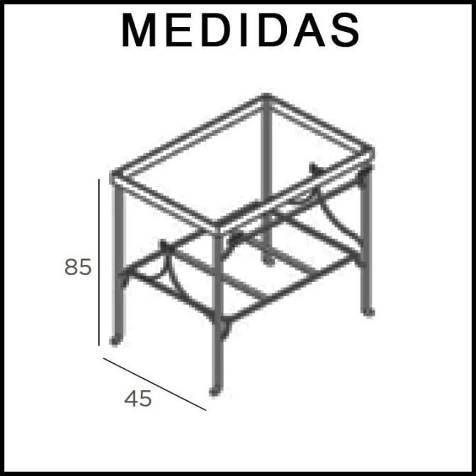 Medidas Mueble Bajo de Baño Forja 80 x 45 cm.