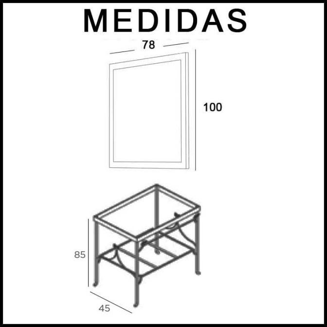 Medidas Mueble de Baño Forja 80 x 45 cm.