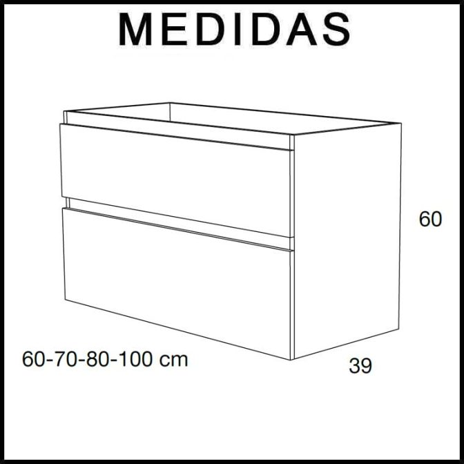Medidas Muebles de Baño Carmen Fondo Reducido 2 Cajones Avila Dos